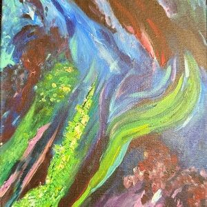 Colorful Abstract Canvas Art with Blue and Green